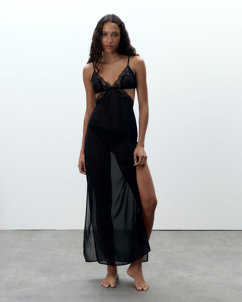 Julianne Long Chemise Black