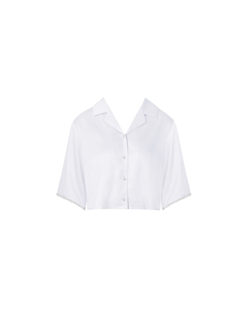 Pearl Luxury Satin Shirt White/Pearl